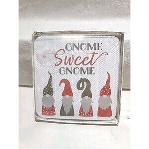 NEW Christmas Gnome Coasters SET OF 4 Farmhouse Gnome Sweet Gnome